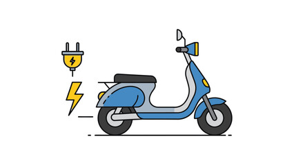 Electric Scooter Charging with Plug and Lightning.