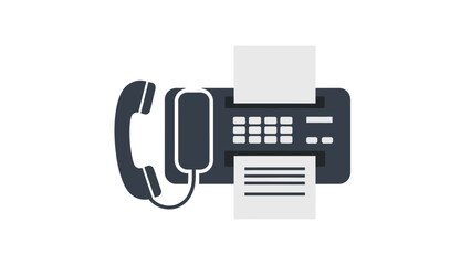 Fax Machine with Telephone Handset and Paper.
