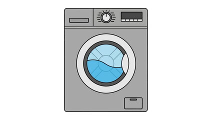 Front Loading Washing Machine with Water Inside.