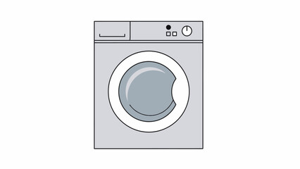 Front View of Modern Washing Machine Appliance.