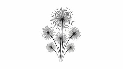 Elegant floral design with delicate dandelion-like blooms on a white background.