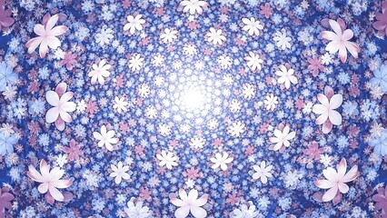 Vibrant floral pattern with white flowers.