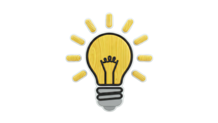 Lightbulb with wood texture and rays