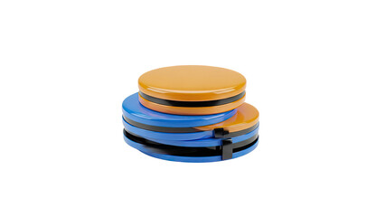 Stack of Round Containers with Black Stripes