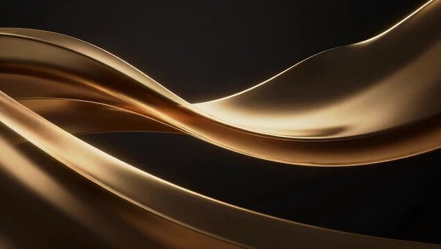 Abstract Gold Waves on Black, Corporate Finance Background Loop
