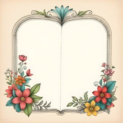 Hand-Drawn Vintage Floral Book Frame Illustration