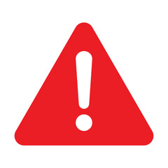 Hazard warning attention sign with white exclamation mark symbol in a red triangle. Danger, flat vector illustration. Attention icon. EPS 10.