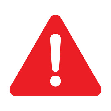 Hazard warning attention sign with white exclamation mark symbol in a red triangle. Danger, flat vector illustration. Attention icon. EPS 10.