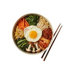 Bibimbap with Fried Egg and Vegetables with Transparent Background