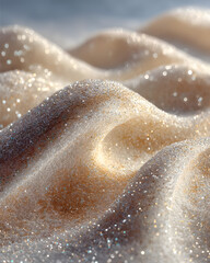 Fototapeta premium Elegant white and gold winter holiday background with soft snow texture and golden sparkles. Luxury festive abstract scene with copy space, ideal for Christmas, New Year, holiday banners.