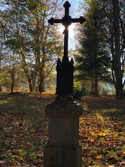 old cemetery in the now non-existent village of Beniowa on the Polish-Ukrainian border in the Bieszczady Mountains