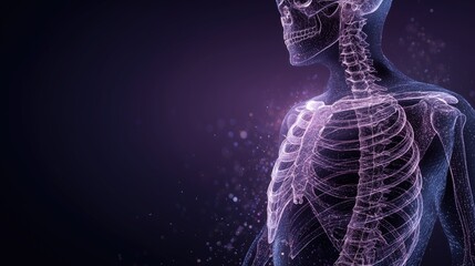Digital Human Skeleton Model with Futuristic Glow for Medical Technology and Healthcare Visualization