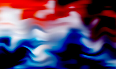 Abstract flowing liquid wave background with red white and blue colors, smooth blended motion creating a modern artistic digital texture.