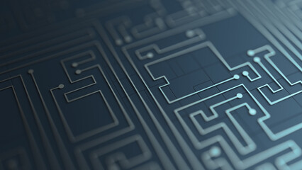 Minimalist Circuit Line Pattern Tech Texture Copy space. 3d rendering