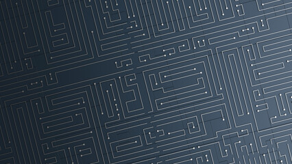Top View Abstract Grey Electronic Circuit Diagram Background. 3d rendering