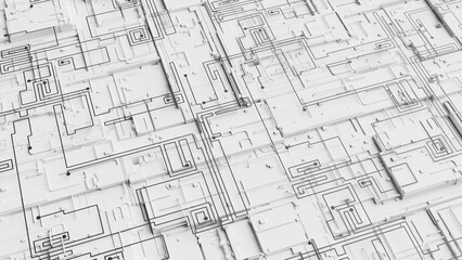 Clean White Futuristic 3D Architecture Tech Background. 3d rendering
