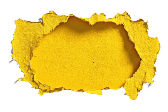 Bright yellow paper torn with a textured edge revealing vibrant color.