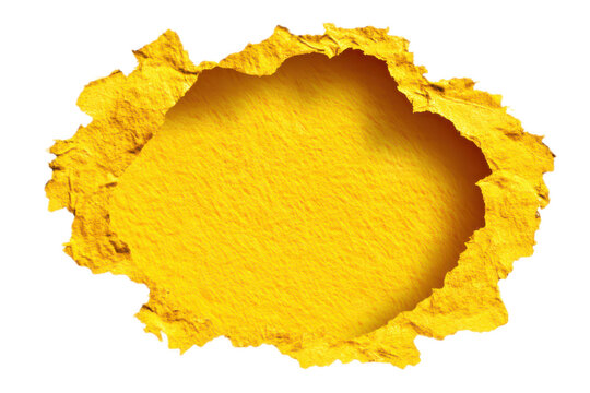 Bright yellow torn paper with textured edges, creating a vibrant frame.