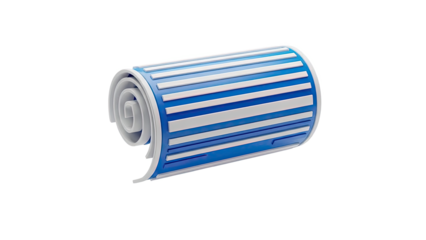 Rolled Up Blue and White Striped Material