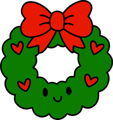 christmas wreath with ribbon