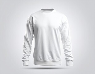 Blank White Heavyweight Long Sleeve T-Shirt Mockup Cotton Texture