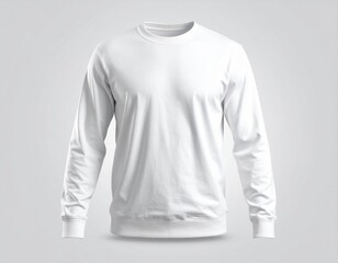 Blank White Heavyweight Long Sleeve T-Shirt Mockup Cotton Texture