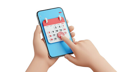 Hands Using Smartphone Calendar App