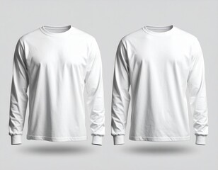 Blank White Heavyweight Long Sleeve T-Shirt Mockup Cotton Texture