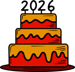 vector illustration of cake with 2026 number