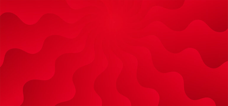 Funky Red Sunrise Abstract Background. Vector Groovy Sun Pattern. Retro Pop Summer Sun Illustration with Waves and Ruby Gradient