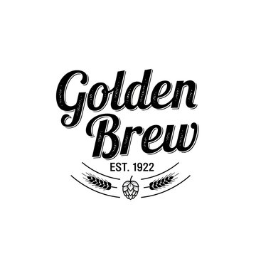 Golden Brew Est 1922 vintage beer brewery logo design.
