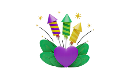 Heart with Festive Fireworks