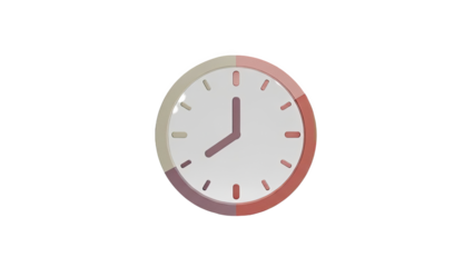 Minimalist clock with pastel colored segments and hands