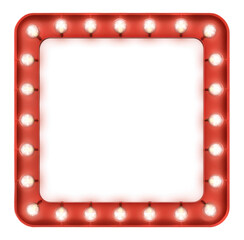 Bright red marquee frame with light bulbs ready for a display.