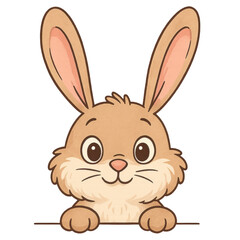 Obraz premium Curious Bunny: A charming bunny peeks over, offering a glimpse of its soft fur and adorable face. It embodies gentleness, and an invitation to warmth.