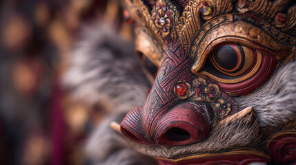 Vibrant Masked Dancer Performing at Balingkang Festival in Indonesia with Intricate Costume Details