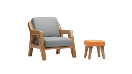 Modern Armchair and Ottoman Set