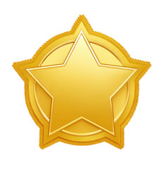 Shiny gold star badge with a circular outline, symbolizing achievement.