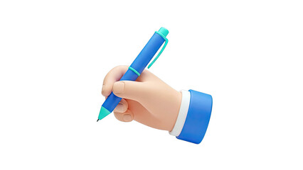 3D Rendered Hand Writing with Blue Pen