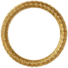 Intricately designed vintage gold picture frame with ornate detailing.