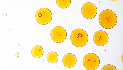 Fototapeta premium Abstract golden liquid drops on white background creating a minimalist artistic pattern