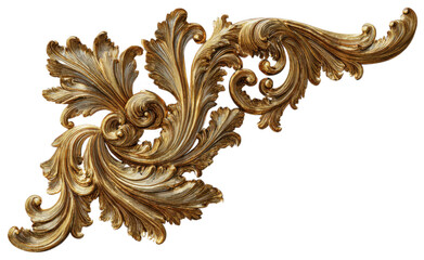 Intricate golden floral ornament with graceful swirls and details.
