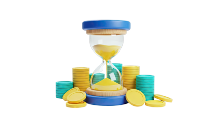 Hourglass and Stacked Coins