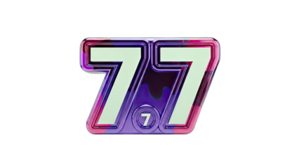 Shiny 77 Number with Purple and Pink Chrome Finish