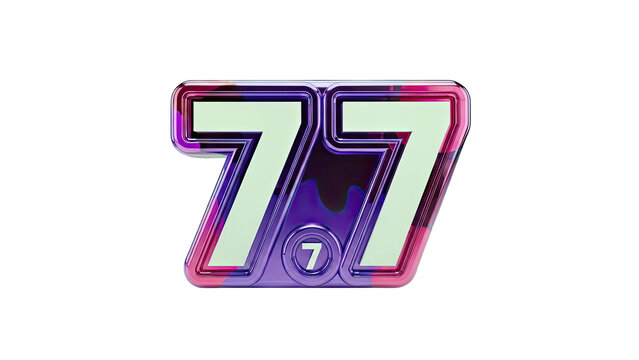 Shiny 77 Number with Purple and Pink Chrome Finish