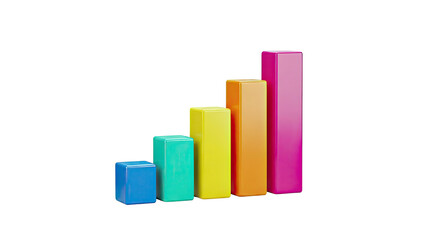 Colorful 3D Bar Chart on White Background