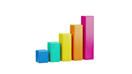 Colorful 3D Bar Chart on White Background