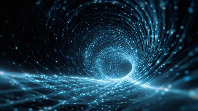 Pathway of Digital Waves: An intriguing visualization of a digital tunnel, formed by an intricate network of interconnected data streams.