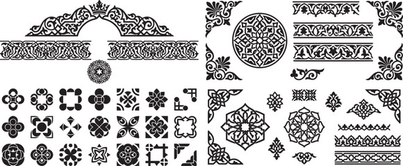 Elegant arch and borders decorative patterns collection in vector format with ornate vintage design elements for background 126