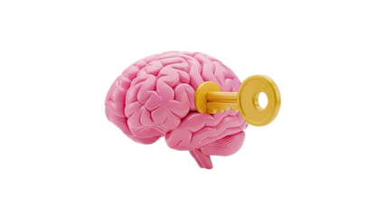 Pink Brain with Golden Key